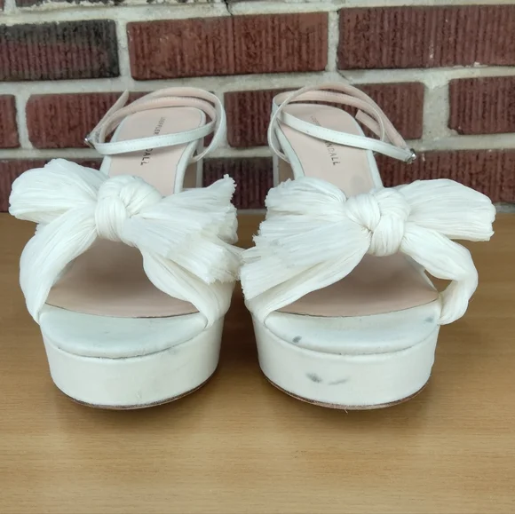 NWT Loeffler Randall Natalia Bow Platform Heels in Pearl Sz. 11